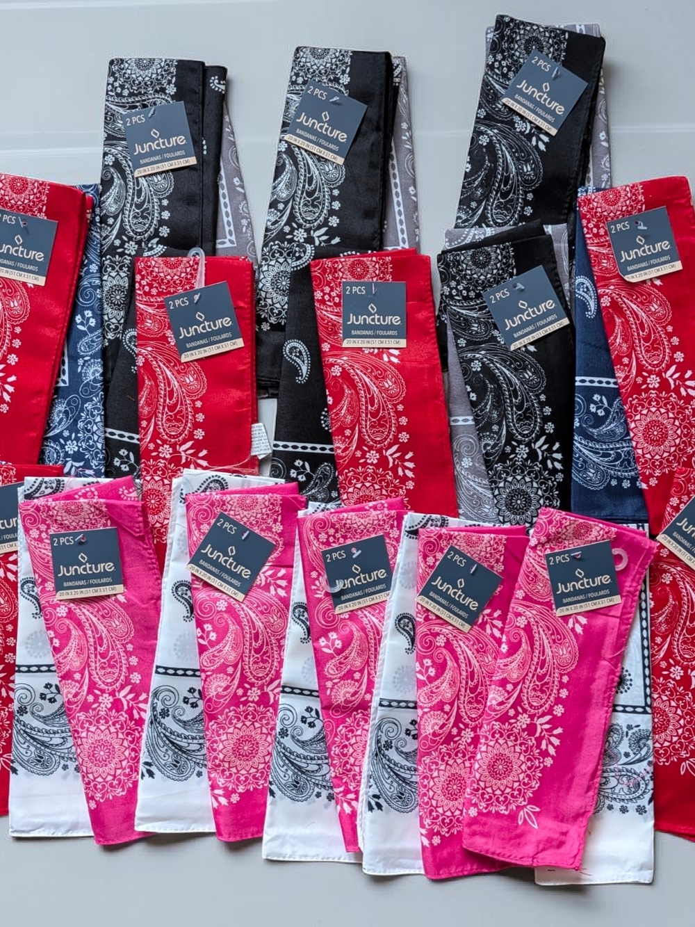 Juncture Men's Bandana Pack - Red, Pink, Black, White, Grey